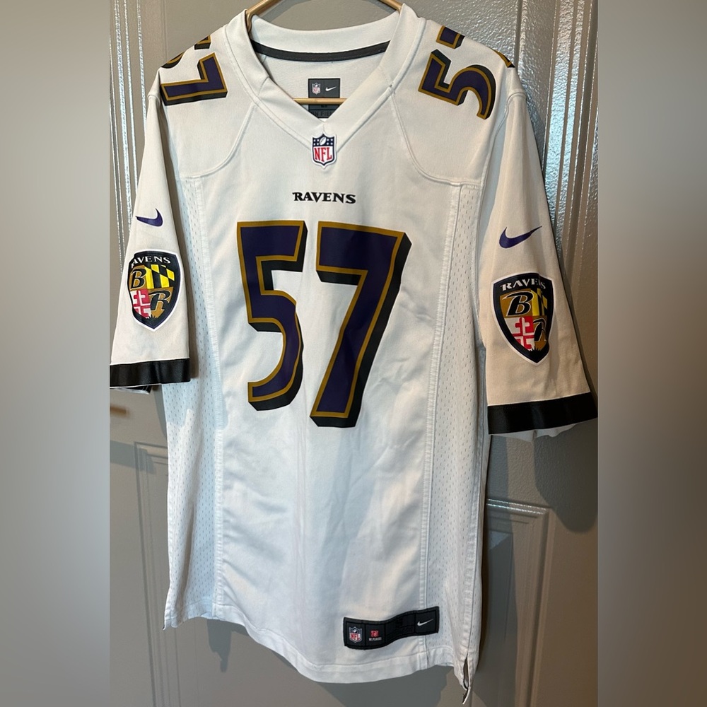 Baltimore Ravens #57 Mosley NFL Players On Field White Jersey Men’s Size S VGC